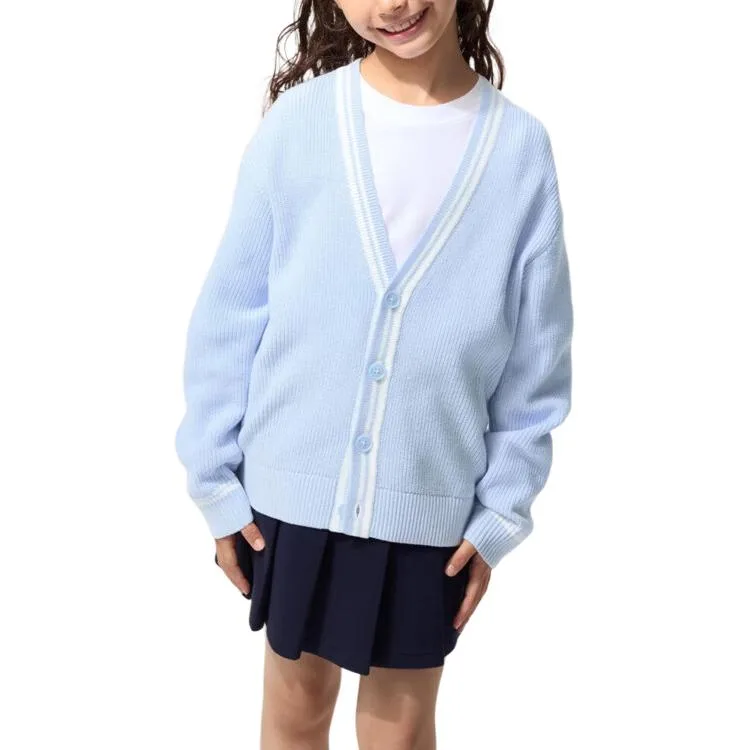Детский свитер V-образным вырезом Moderate UNIQLO, aqua синий