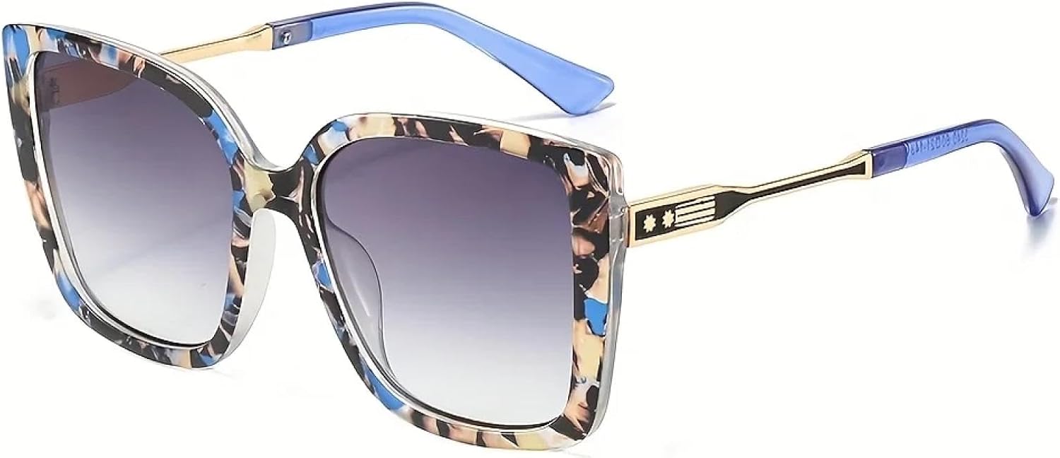 

Солнцезащитные очки с защитой UV400 | Линзы с широким градиентом, металлические петли | Для женщин и мужчин | Для занятий спортом на открытом воздухе и вождения DSVIGF, Blue