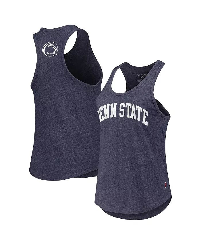 

Женская майка-борцовка Heather Navy Penn State Nittany Lions Two-Hit Intramural Tri-Blend с круглым вырезом League Collegiate Wear