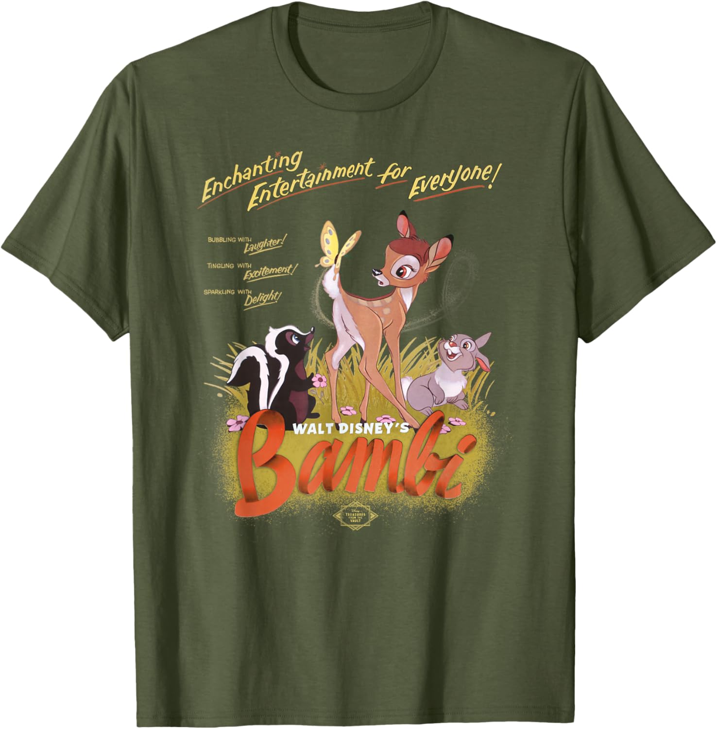 

Ретро-футболка Disney Bambi Everyone Enchanting Entertainment, зеленая