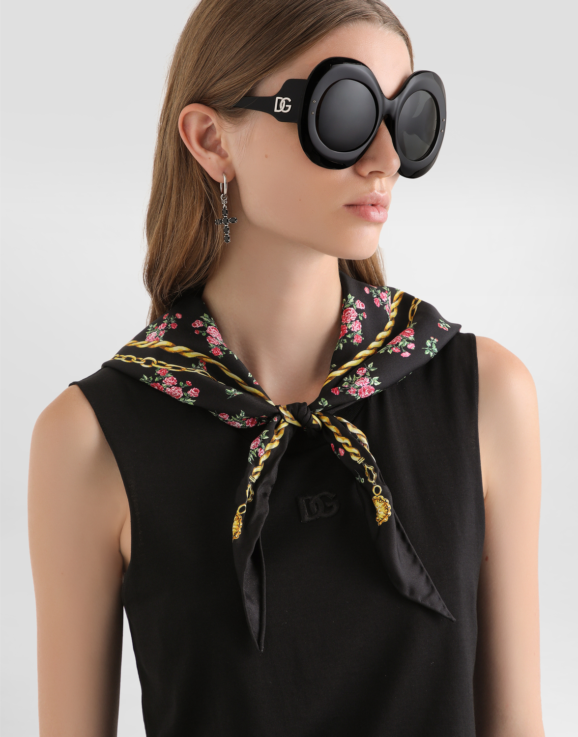 Футболка из джерси с шарфом Dolce & Gabbana, черный — фото 4