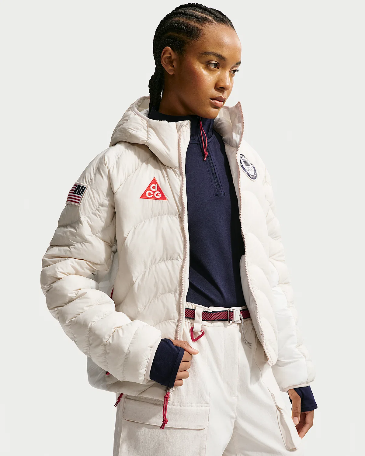 Женская куртка Therma-FIT ADV Nike ACG x United States Olympic Team, Light Orewood Brown/Summit White/Obsidian/Chile Red — фото 3
