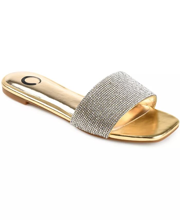 Женские сандалии Grayce Rhinestone Flat Journee Collection, золотой