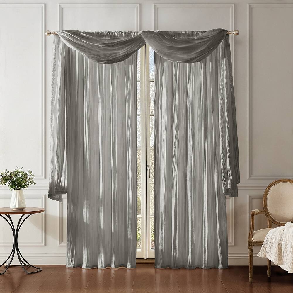 

Elrene Home Fashions Athena Набор оконных штор и шарфа из искусственного шелка из 3 предметов, белый