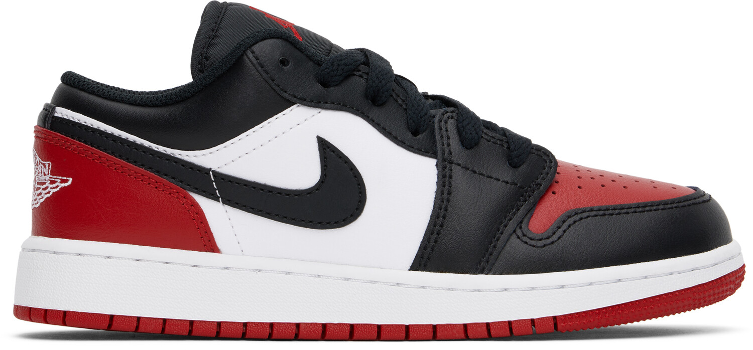

Большие детские черные и красные кроссовки Air Jordan 1 Low Nike Jordan