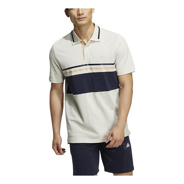 

Футболка Men's adidas Colorblock Casual Stripe Lapel Short Sleeve White Polo Shirt, белый