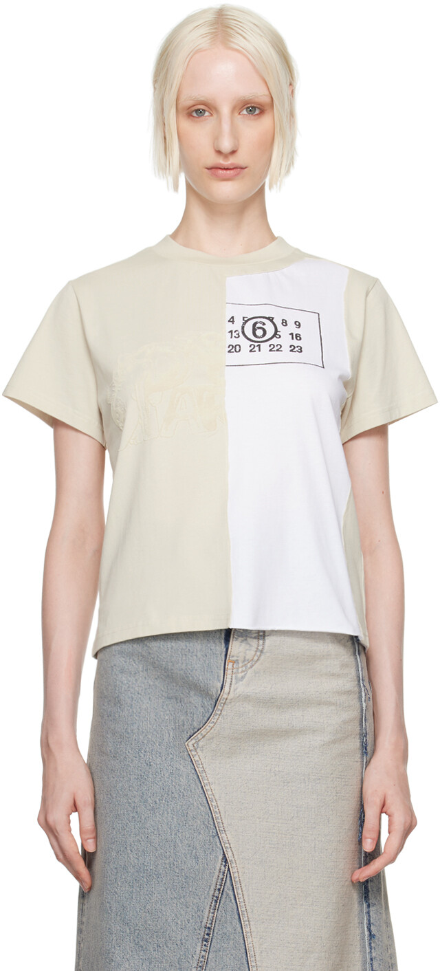 

Укороченная футболка Off-White Spliced MM6 Maison Margiela