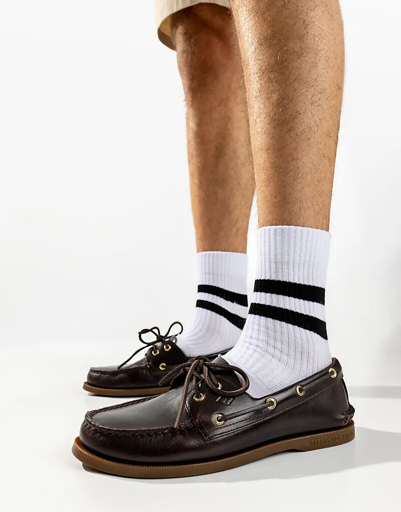 

Туфли-лодочки Sperry Authentic с двумя парами люверсов коричневого цвета