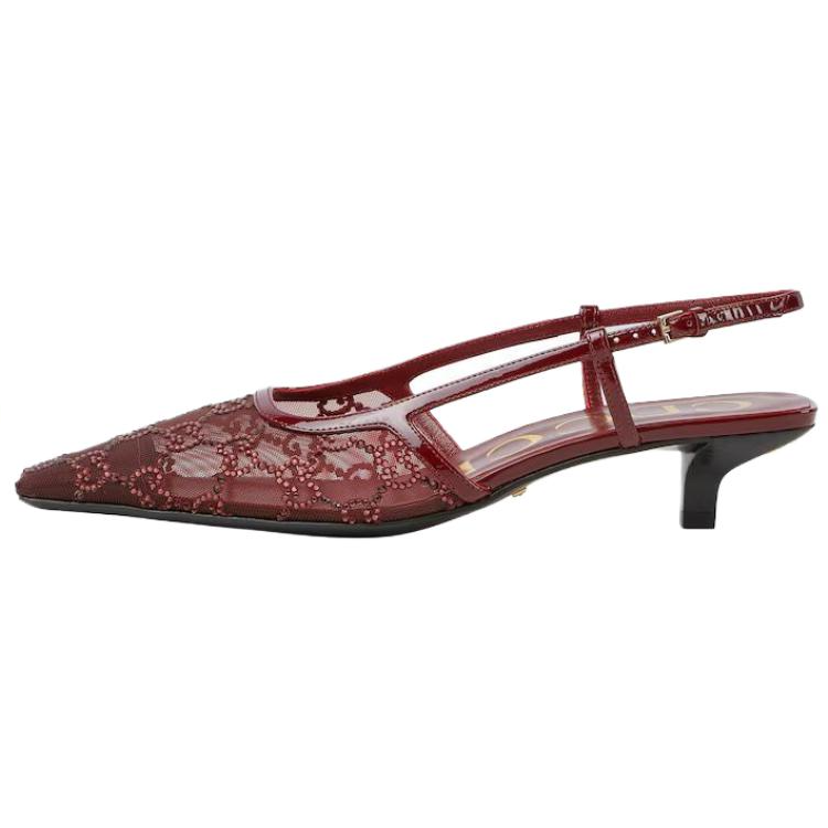 GUCCI Туфли на тонком каблуке Slingback, высота 3,5 см, женские, красные