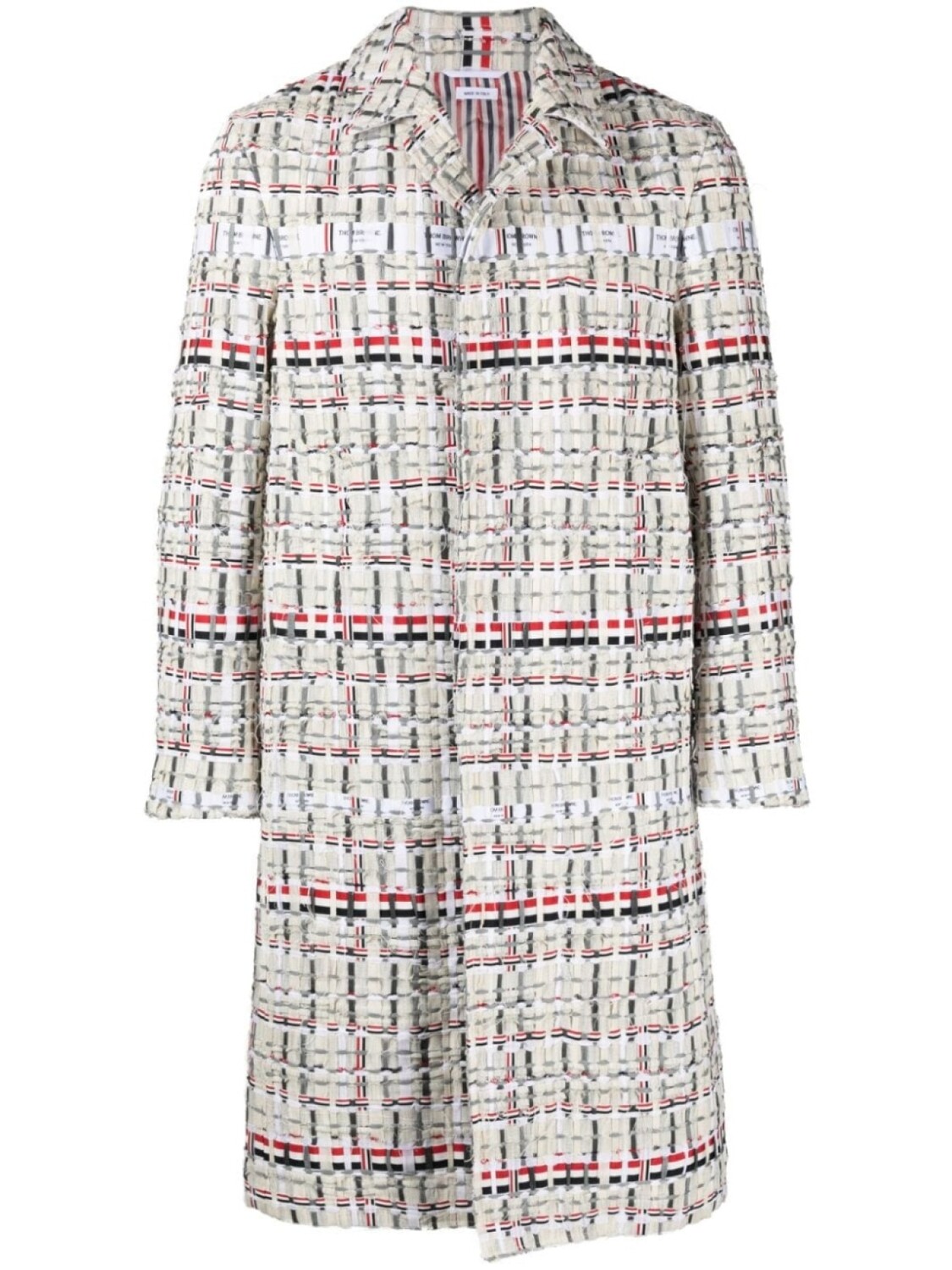

Thom Browne однобортное твидовое пальто, нейтральный цвет