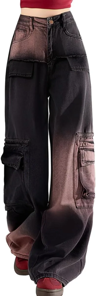 

Готические прямые джинсы casual с тай-дай и пэчворком kakarin choyx