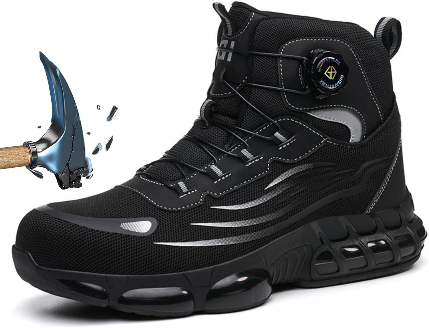 

Мужские ботинки 2026 с защитным стальным носком, поддержкой голеностопа, легкие и дышащие Ufladi, черный