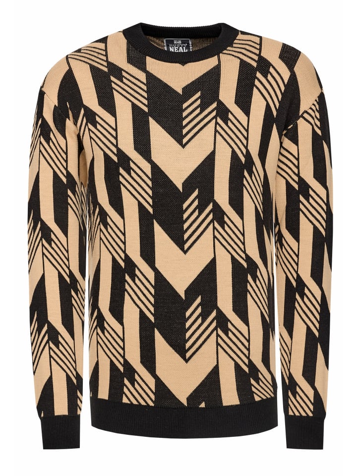 

Контрастный тонкий свитер с круглым вырезом черного/верблюжьего цвета Rusty Neal