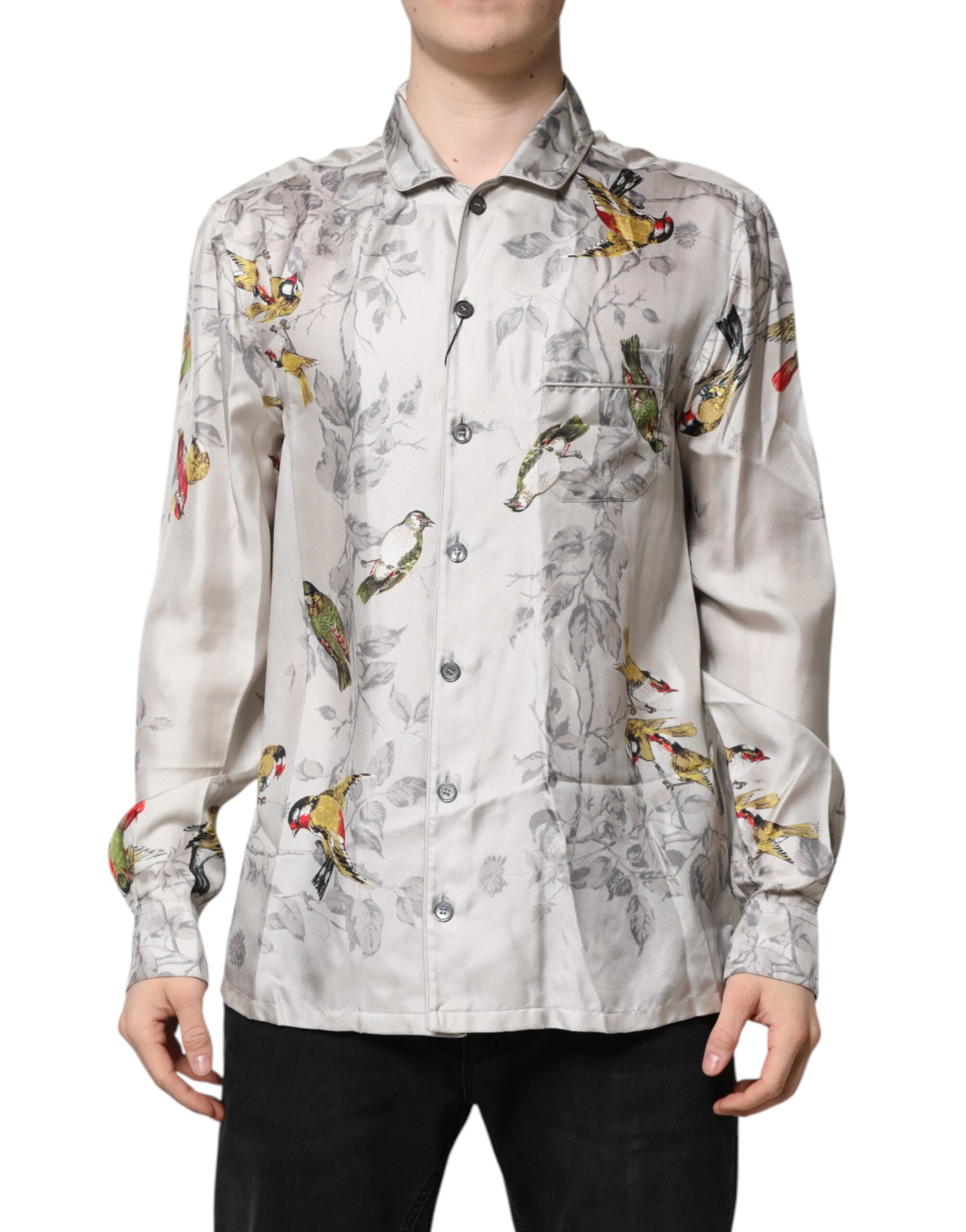 Рубашка на пуговицах с разноцветным шелковым принтом Dolce & Gabbana, Multicolor