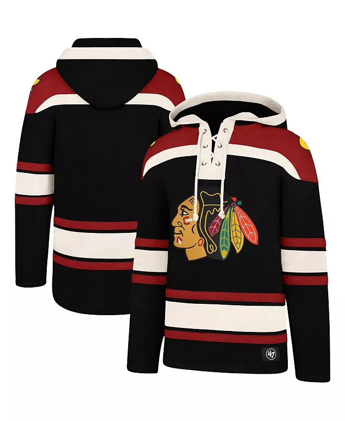 

Мужская черная толстовка с капюшоном Chicago Blackhawks Superior Lacer '47 Brand