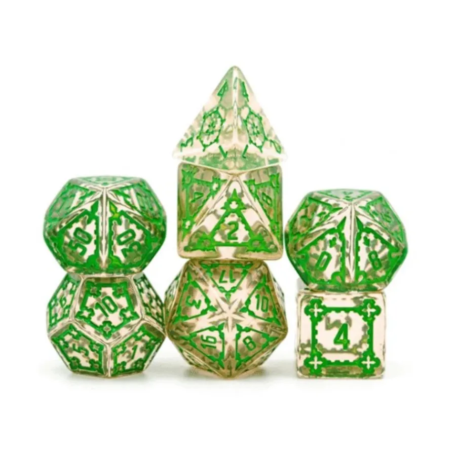 

Огромный поли-набор — флюоритовый замок с зеленым (7), Dice Sets - Castle Dice