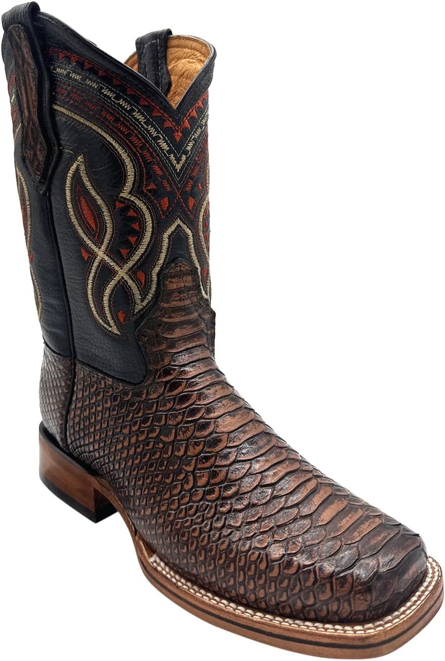 

Мужские вестерн-бутсы The Western Shops из настоящей кожи с экзотическим змеиным принтом и квадратным носком, Honey