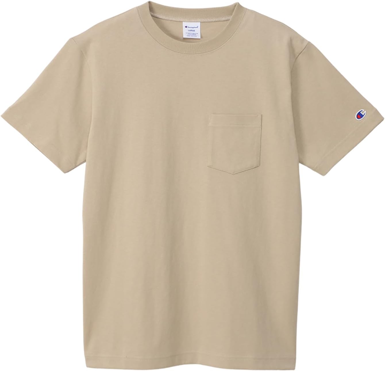 

Футболка Champion с коротким рукавом, круглый вырез, 100% хлопок, США, футболка с коротким рукавом и карманом, песочный
