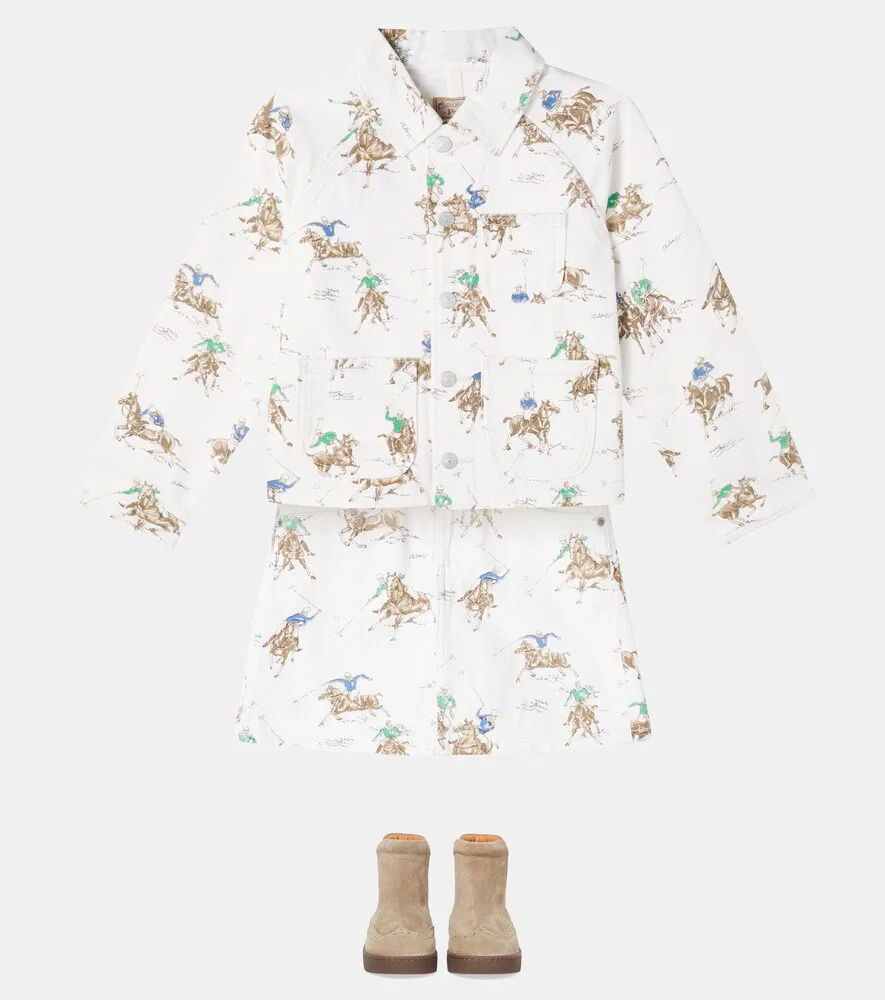 Джинсовая куртка с принтом Polo Ralph Lauren Kids, белый — фото 2