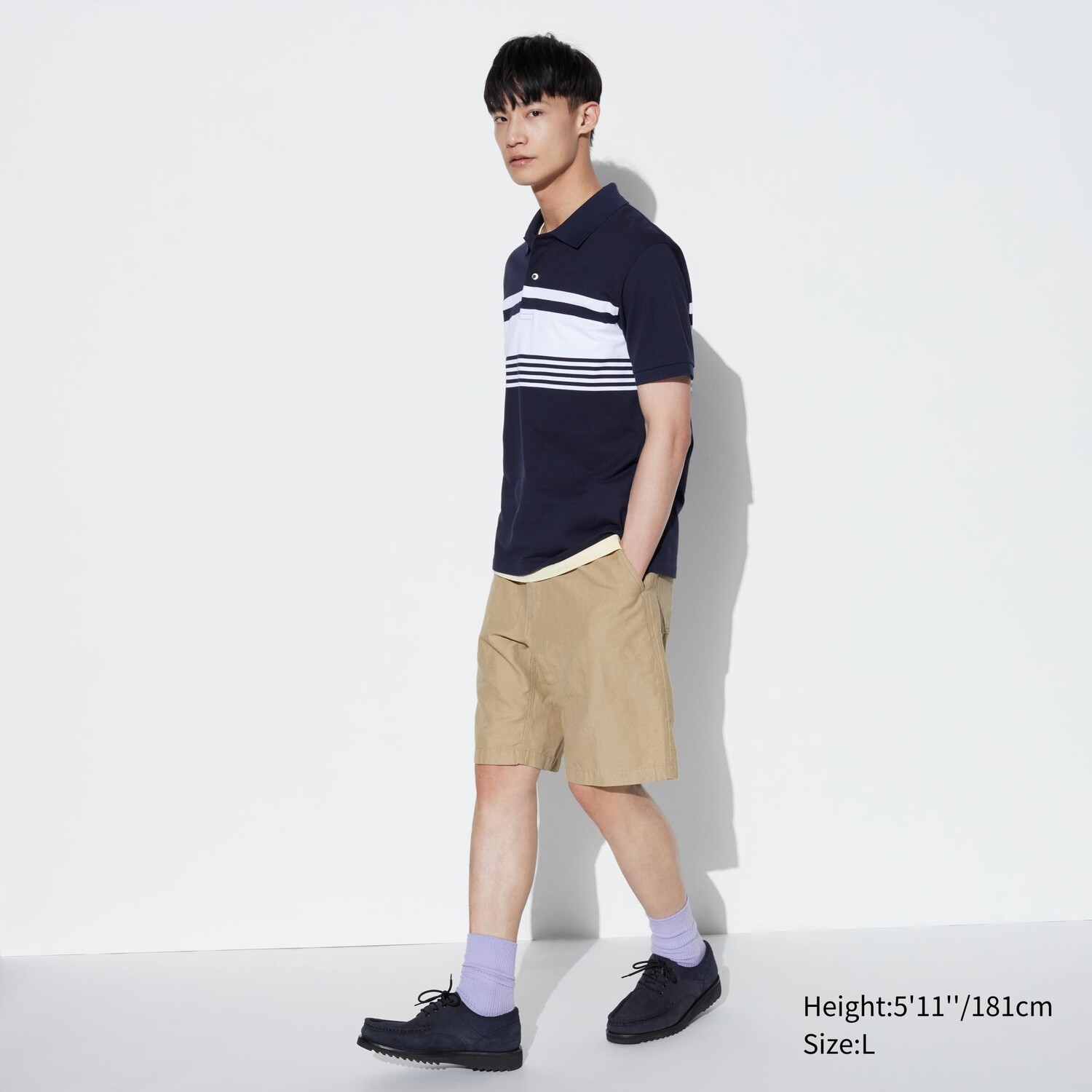 

Льняные шорты UNIQLO, бежевый