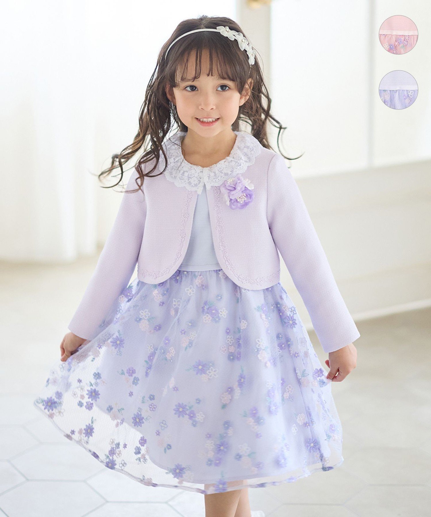 Платье с цветочной вышивкой Any Kids, Lavender [073]