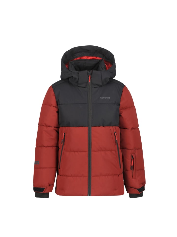 

Зимняя куртка Louin с капюшоном и снегозащитными гетрами черного и красного цветов Icepeak