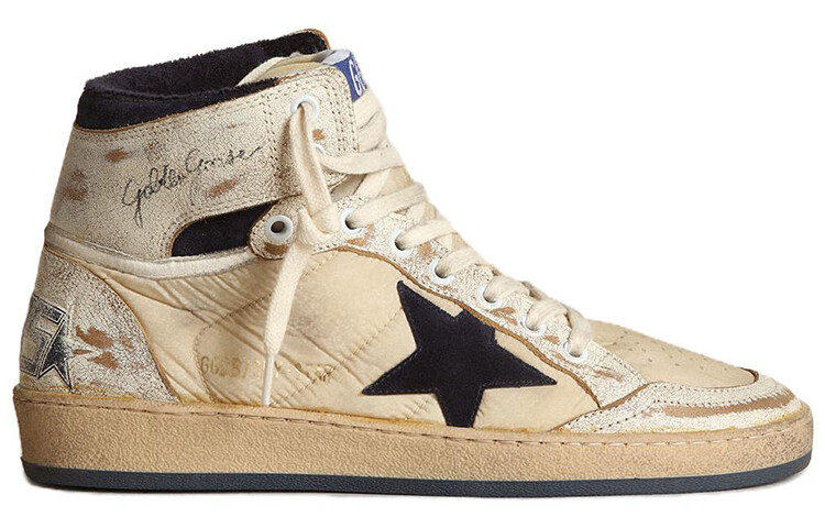 Кроссовки женские Golden Goose Sky-Star высокие, бежевый / белый — фото 2