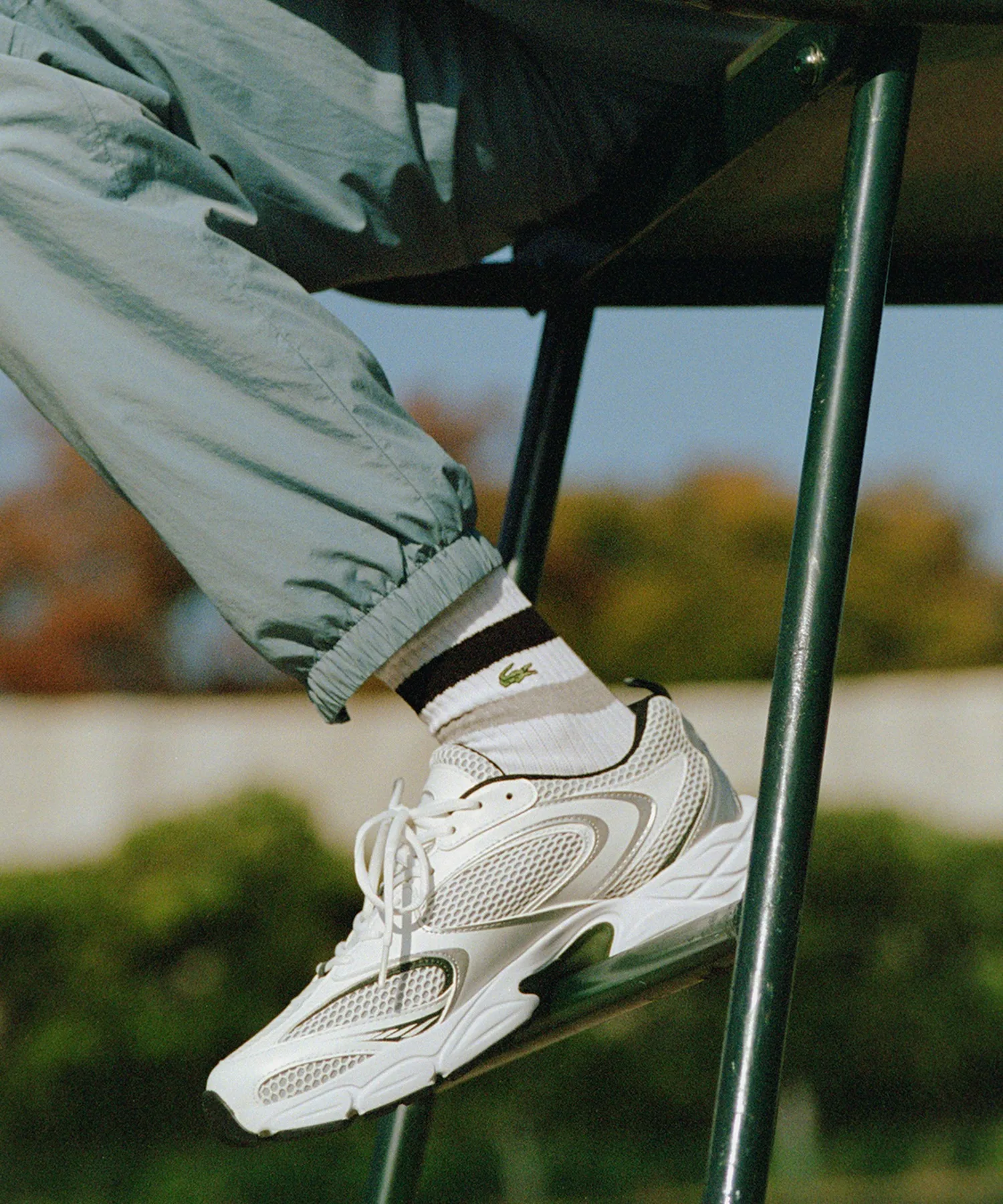 Мужские кроссовки LACOSTE STORM 96 2K с сеткой и синтетической кожей белые — фото 4