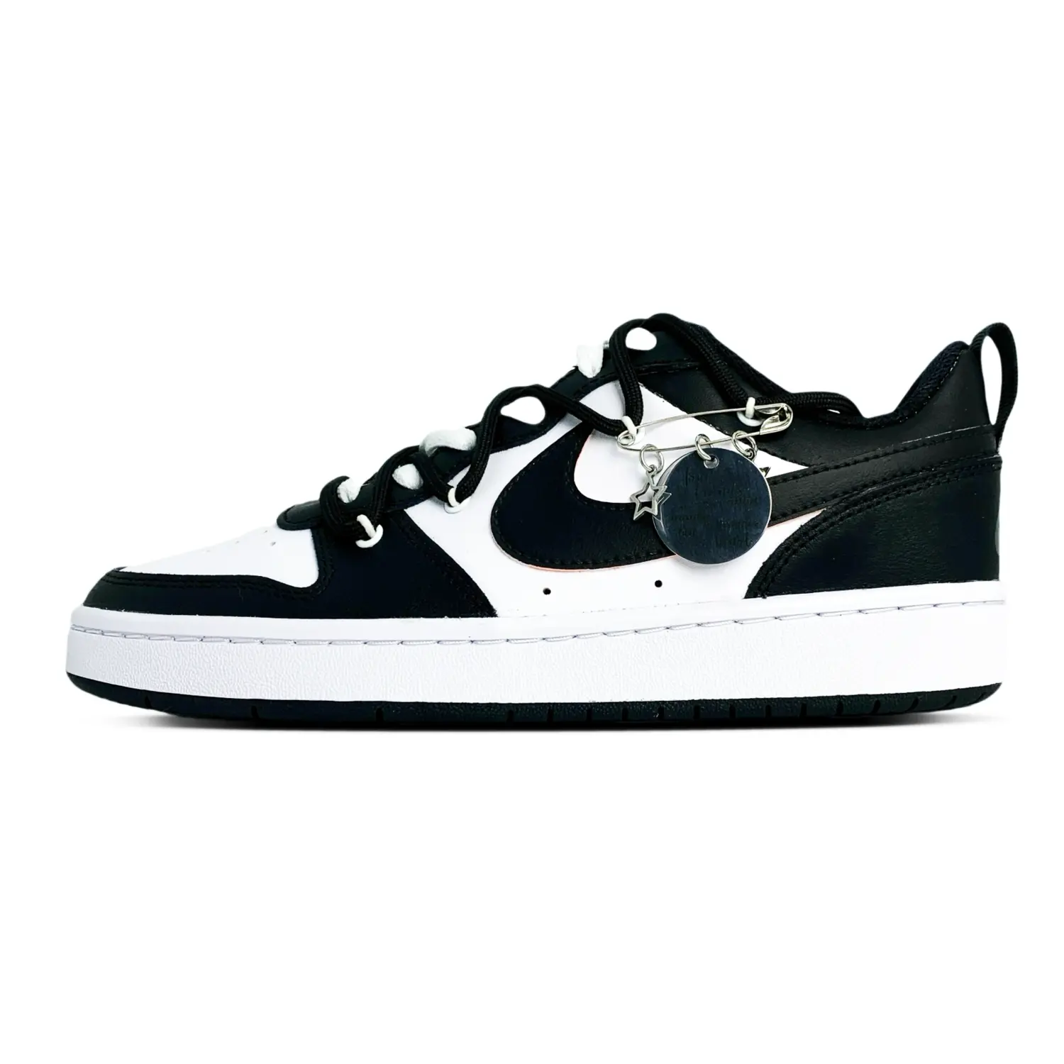 

Кроссовки Nike Court Borough Skateboard Shoes Women's Low-Top Black White, Черный, Кроссовки Nike Court Borough Skateboard Shoes Women's Low-Top Black White