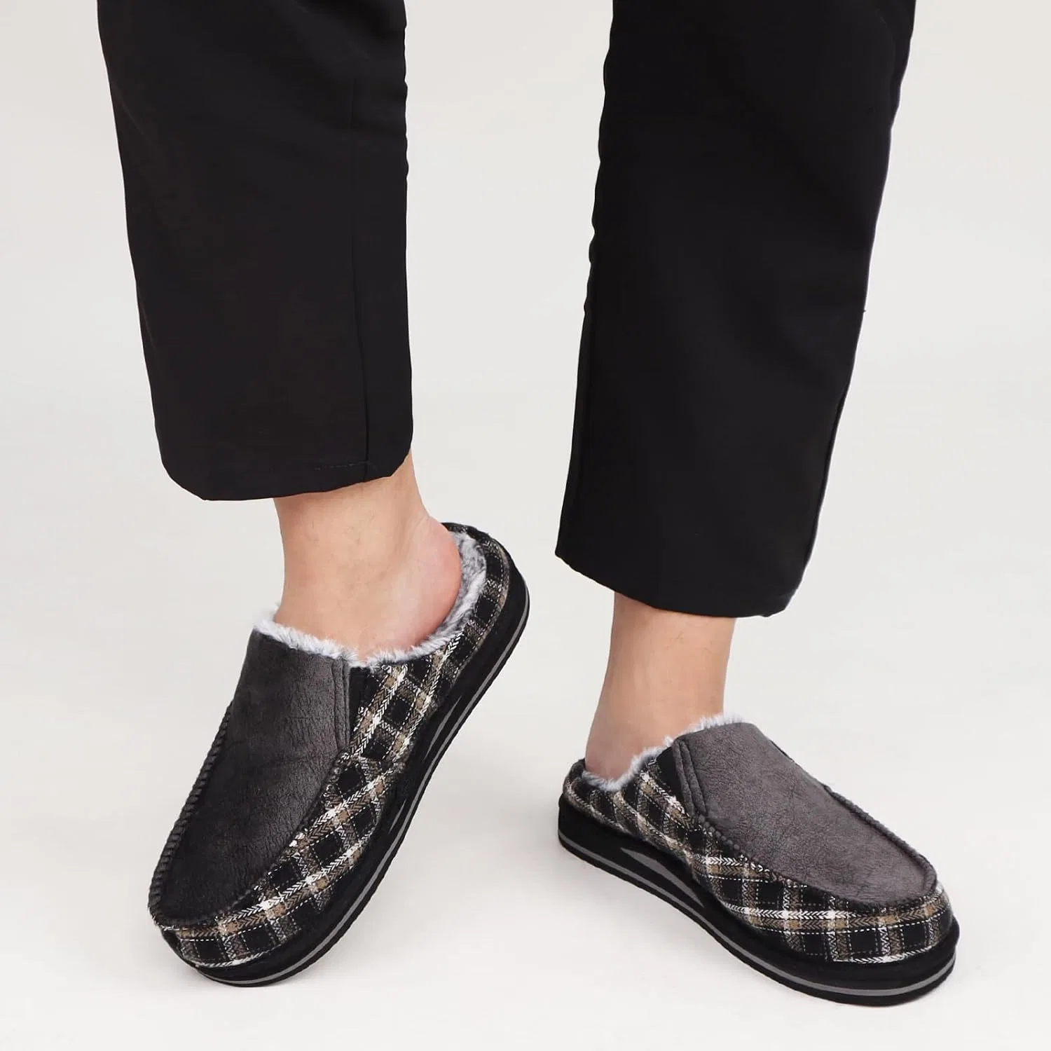 Тапочки с поддержкой стопы ONCAI, Fur Plaid Black — фото 2