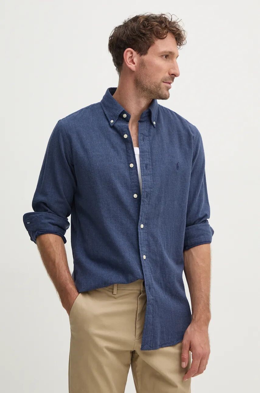

Хлопковая рубашка Polo Ralph Lauren, синий