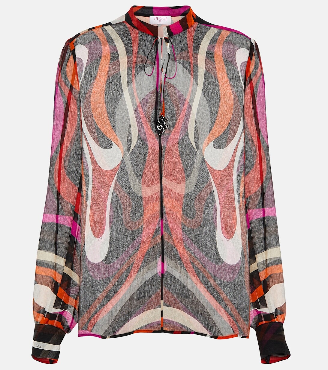 

Шифоновая блузка с принтом PUCCI, черный
