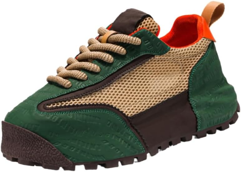 

Мужские модные спортивные кроссовки больших размеров - дышащий сетчатый дизайн, повседневный стиль на толстой подошве с шнуровкой, подходят для ежедневной носки Fusecottc, зеленый