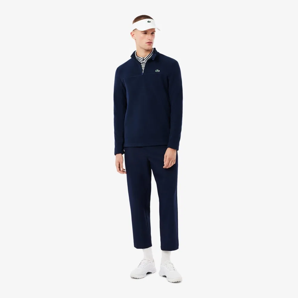 Мужская флисовая толстовка Lacoste для гольфа с короткой молнией, тёмно-синяя — фото 4