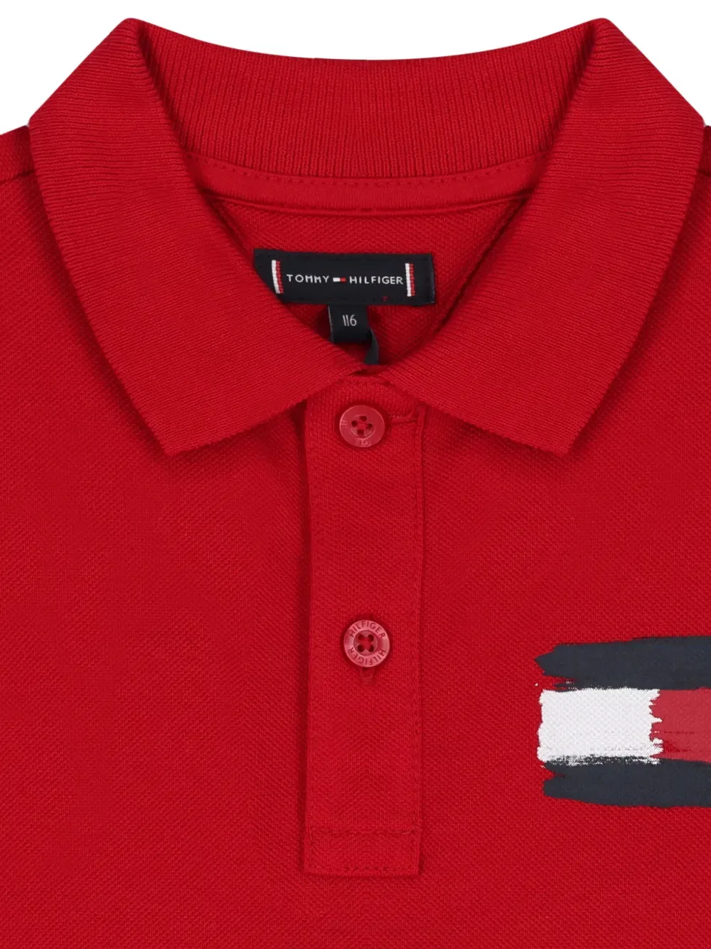 Хлопковая рубашка-поло с логотипом Tommy Hilfiger Junior, красный — фото 3