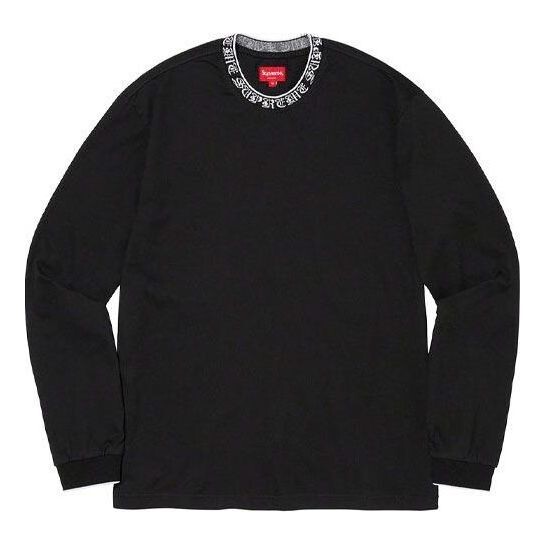 

Футболка old english collar l/s t-shirt 'black white' Supreme, черный