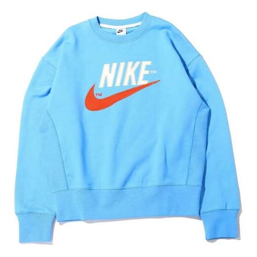

Толстовка men's sportswear solid color large logo casual round neck pullover blue Nike, мультиколор