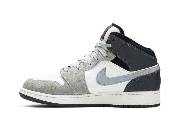 Кроссовки Air Jordan Air Jordan 1 Mid GS 'White Grey Hyper Pink', белый — фото 4
