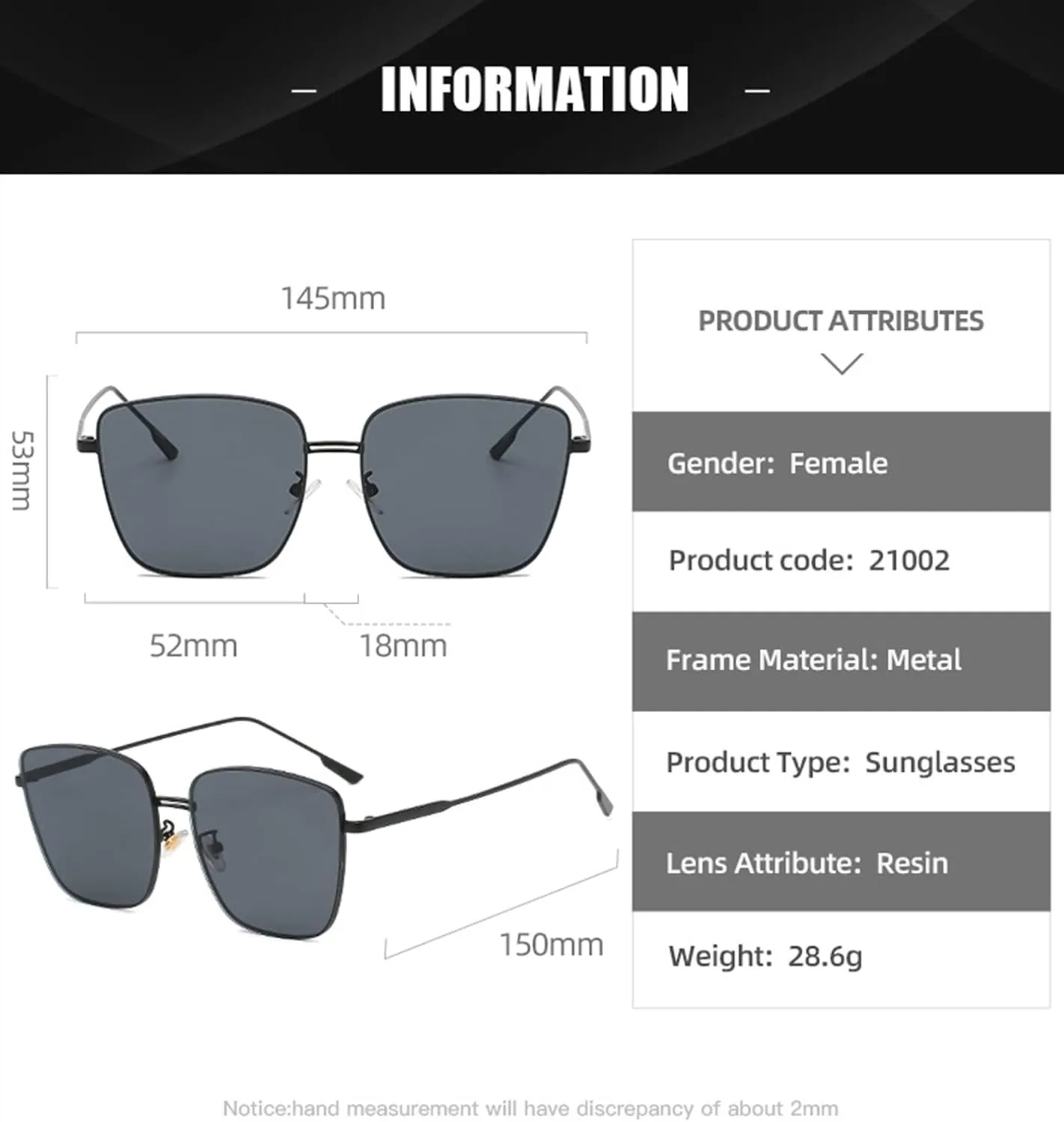 

Солнцезащитные очки XINXIN в квадратной металлической оправе большого размера, для активного отдыха и вождения, для мужчин и женщин (цвет: C, размер: средний), C