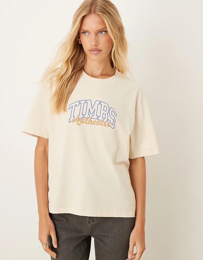 

Футболка с короткими рукавами Timberland Varsity бежевого цвета