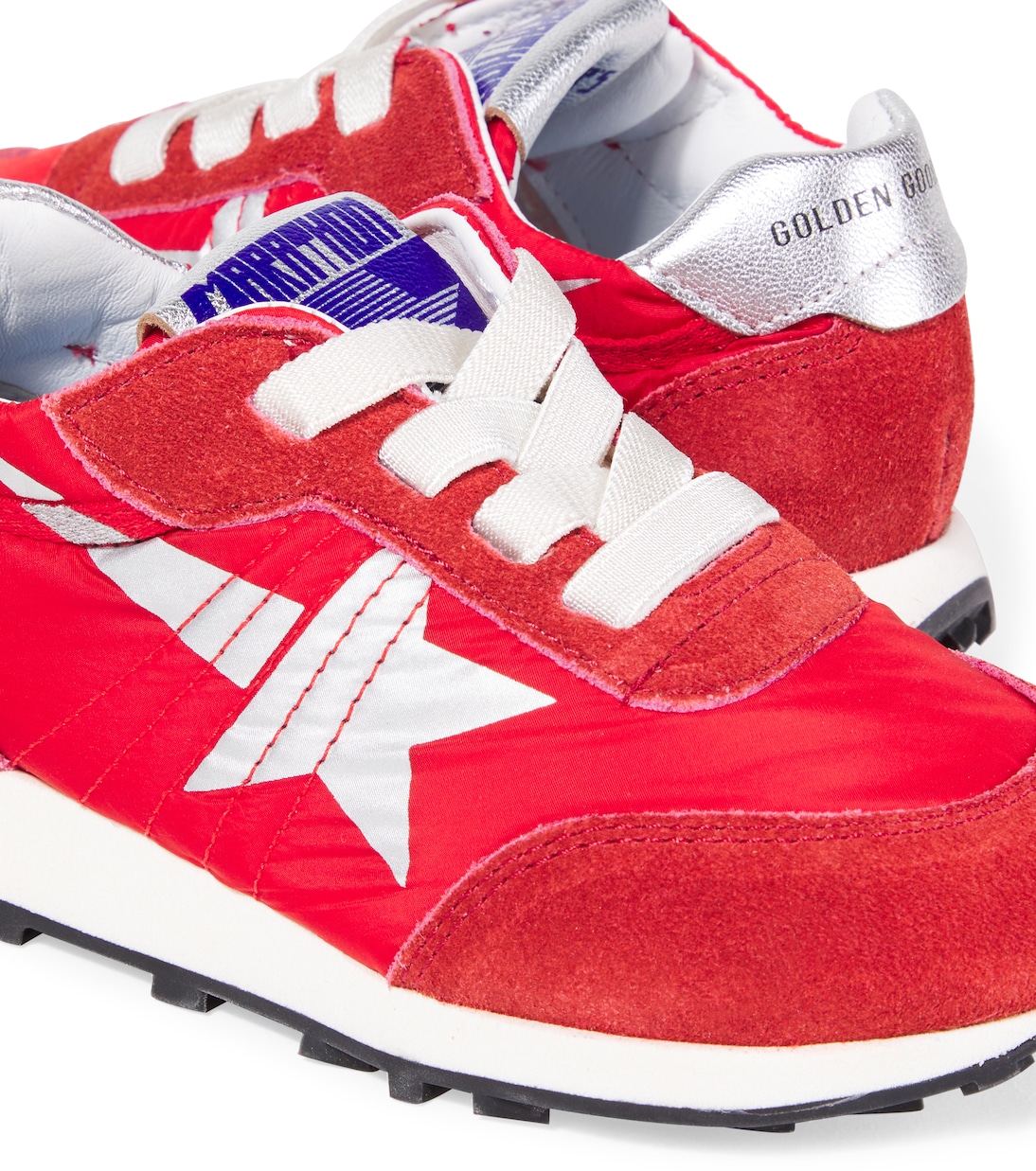 Беговые кроссовки Marathon с отделкой из замши Golden Goose Kids, Red/Silver — фото 4