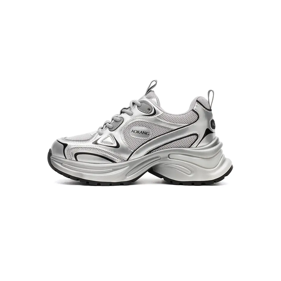 

Кроссовки женские толстые низкие Aokang, цвет Silver Gray