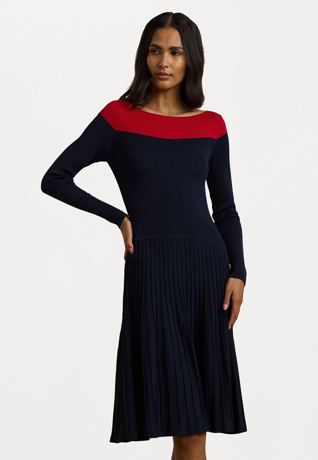 

Вязаное платье TWO TONE POINTELLE KNIT DRESS Lauren Ralph Lauren Petite, красный
