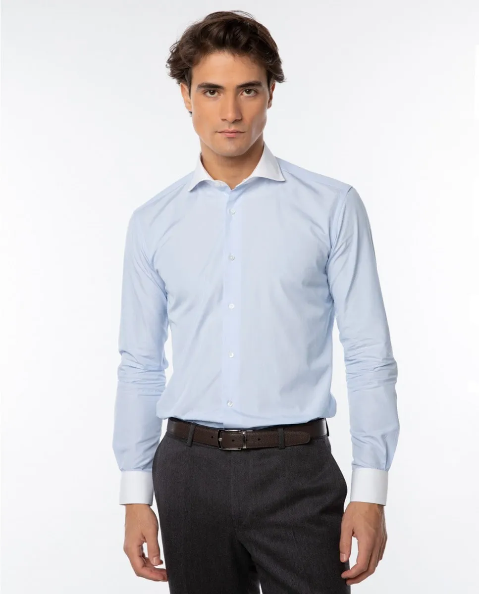

Мужская рубашка из мягкого хлопка slim fit в светло-голубом цвете Wickett Jones, светло-голубой