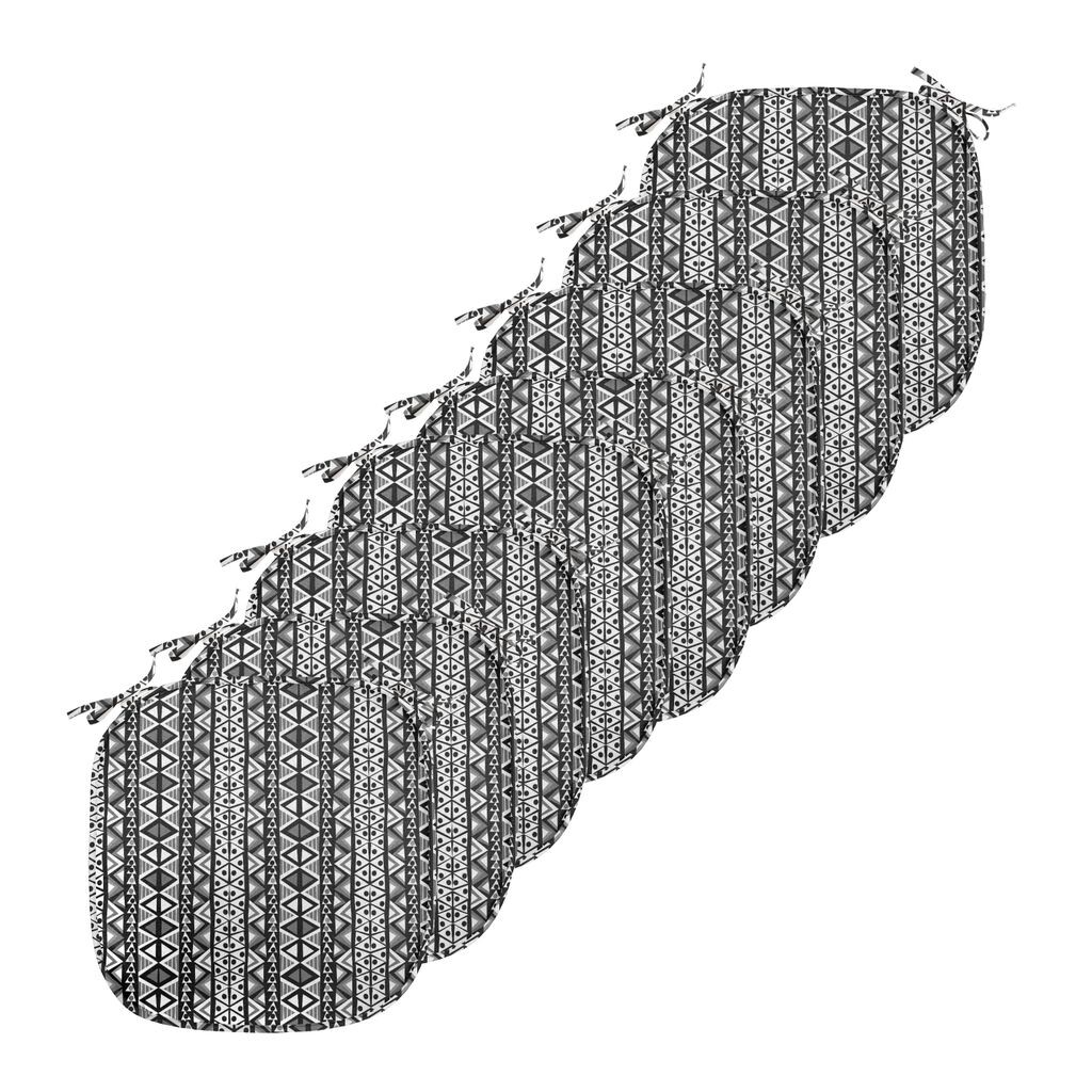 

Подушки на обеденный стул ABAKUHAUS в стиле ретро, ​​ацтекский стиль бохо, декоративная водонепроницаемая подушка с ремнями для кухонных сидений, 40 см x 40 см — упаковка из 8 шт., серо-черный