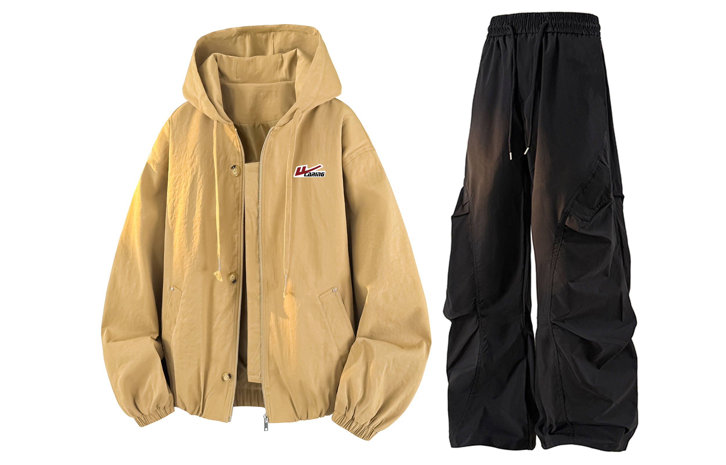 

Повседневная спортивная одежда Unisex WARRIOR, коричневый+черный (2-piece set diy badge)