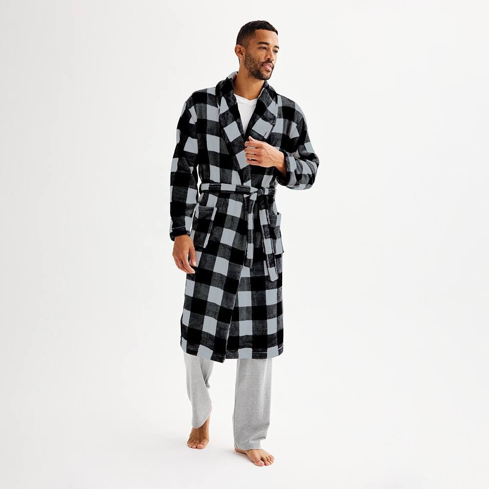 

Мужской банный халат Sonoma Goods For Life, цвет Grey Buffalo Check