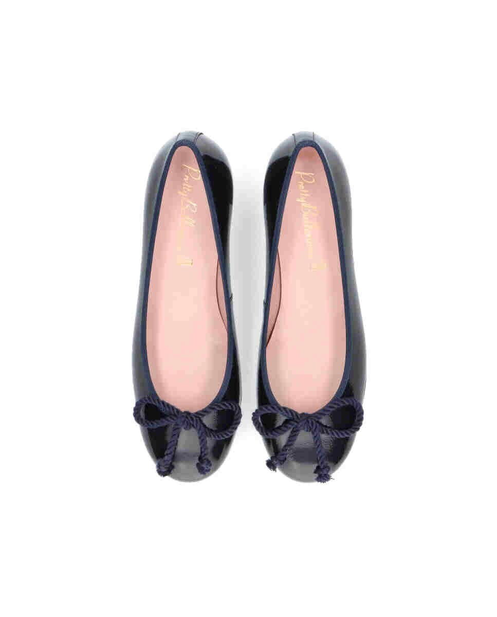 Женские балетки из лакированной кожи темно-синего цвета Pretty Ballerinas, темно-синий — фото 3