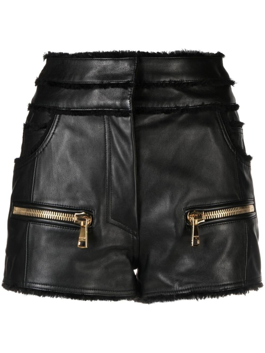 

Balmain кожаные шорты средней посадки, черный