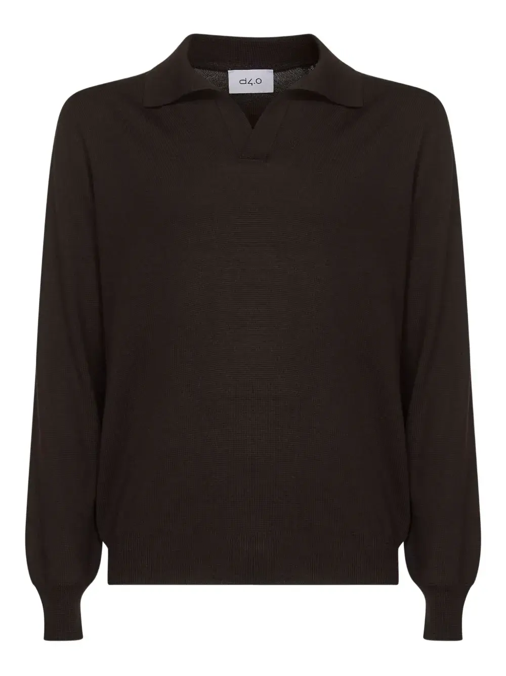 

Рубашка-поло с V-образным вырезом и ребристыми манжетами D4.0, коричневый